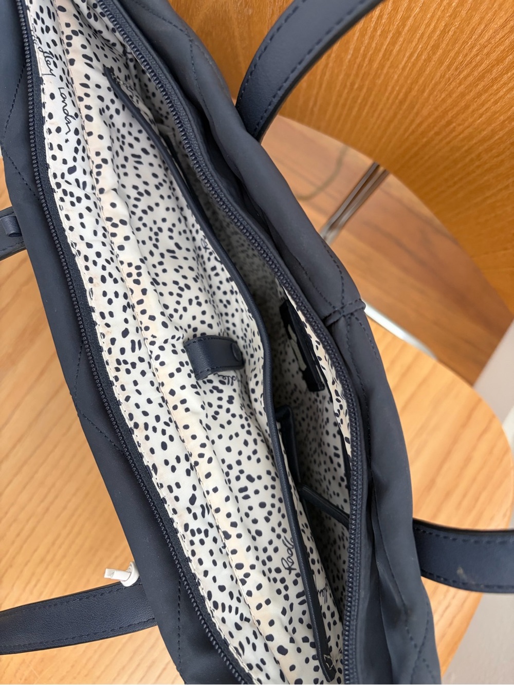 RADLEY LONDON Navy Blue Nylon Quilted Tote with Dog Charm - Picture 5 of 11